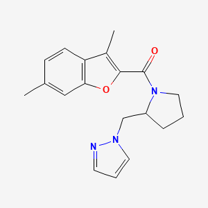 molecular formula C19H21N3O2 B4068410 1-({1-[(3,6-dimethyl-1-benzofuran-2-yl)carbonyl]pyrrolidin-2-yl}methyl)-1H-pyrazole 