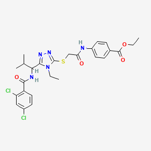 molecular formula C26H29Cl2N5O4S B4068413 ethyl 4-({[(5-{1-[(2,4-dichlorobenzoyl)amino]-2-methylpropyl}-4-ethyl-4H-1,2,4-triazol-3-yl)thio]acetyl}amino)benzoate 