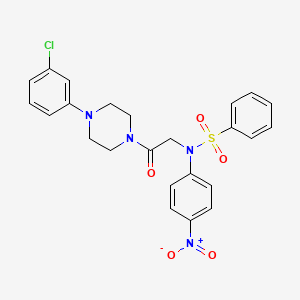 molecular formula C24H23ClN4O5S B4068417 N-{2-[4-(3-Chloro-phenyl)-piperazin-1-yl]-2-oxo-ethyl}-N-(4-nitro-phenyl)-benzenesulfonamide 