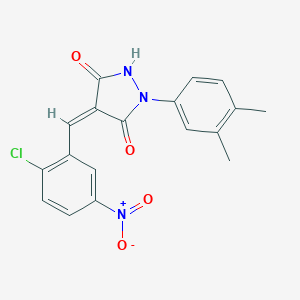 molecular formula C18H14ClN3O4 B406844 4-{2-Chloro-5-nitrobenzylidene}-1-(3,4-dimethylphenyl)-3,5-pyrazolidinedione 