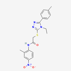 molecular formula C20H21N5O3S B4068447 2-{[4-ethyl-5-(4-methylphenyl)-4H-1,2,4-triazol-3-yl]thio}-N-(2-methyl-4-nitrophenyl)acetamide 