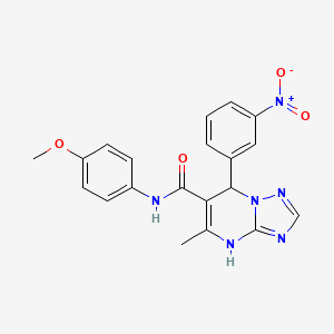 molecular formula C20H18N6O4 B4068468 N-(4-methoxyphenyl)-5-methyl-7-(3-nitrophenyl)-4,7-dihydro[1,2,4]triazolo[1,5-a]pyrimidine-6-carboxamide 