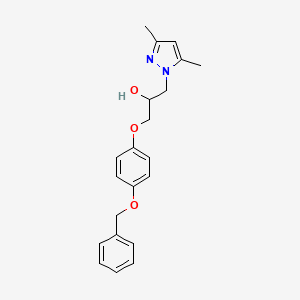 molecular formula C21H24N2O3 B4068470 1-[4-(benzyloxy)phenoxy]-3-(3,5-dimethyl-1H-pyrazol-1-yl)-2-propanol 