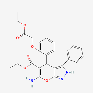molecular formula C25H25N3O6 B4068498 ethyl 6-amino-4-[2-(2-ethoxy-2-oxoethoxy)phenyl]-3-phenyl-1,4-dihydropyrano[2,3-c]pyrazole-5-carboxylate 