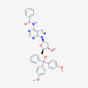 molecular formula C38H35N5O6 B040685 N-[1-[(2R,4S,5R)-5-[[Bis(4-methoxyphenyl)-phenylmethoxy]methyl]-4-hydroxyoxolan-2-yl]pyrazolo[3,4-d]pyrimidin-4-yl]benzamide CAS No. 119803-27-9