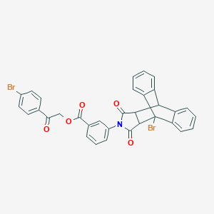 molecular formula C33H21Br2NO5 B406851 2-(4-Bromophenyl)-2-oxoethyl 3-(1-bromo-16,18-dioxo-17-azapentacyclo[6.6.5.0~2,7~.0~9,14~.0~15,19~]nonadeca-2,4,6,9,11,13-hexaen-17-yl)benzoate (non-preferred name) 