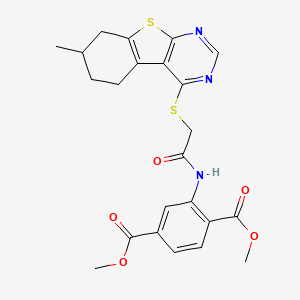 molecular formula C23H23N3O5S2 B4068530 dimethyl 2-({[(7-methyl-5,6,7,8-tetrahydro[1]benzothieno[2,3-d]pyrimidin-4-yl)thio]acetyl}amino)terephthalate 