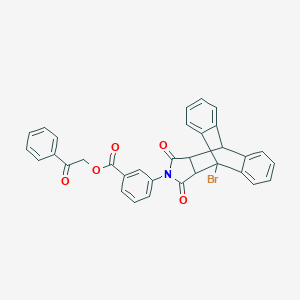 molecular formula C33H22BrNO5 B406854 2-Oxo-2-phenylethyl 3-(1-bromo-16,18-dioxo-17-azapentacyclo[6.6.5.0~2,7~.0~9,14~.0~15,19~]nonadeca-2,4,6,9,11,13-hexaen-17-yl)benzoate (non-preferred name) 