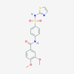 molecular formula C18H17N3O5S2 B406856 3,4-dimethoxy-N-{4-[(1,3-thiazol-2-ylamino)sulfonyl]phenyl}benzamide CAS No. 307505-00-6