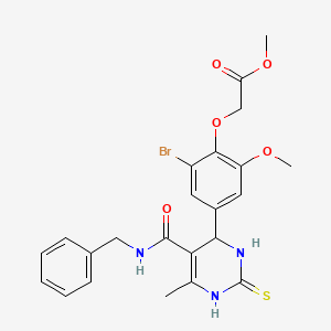 molecular formula C23H24BrN3O5S B4068569 methyl (4-{5-[(benzylamino)carbonyl]-6-methyl-2-thioxo-1,2,3,4-tetrahydro-4-pyrimidinyl}-2-bromo-6-methoxyphenoxy)acetate 
