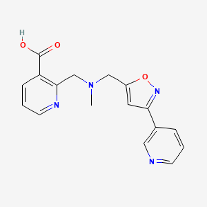 molecular formula C17H16N4O3 B4068577 2-({methyl[(3-pyridin-3-ylisoxazol-5-yl)methyl]amino}methyl)nicotinic acid 