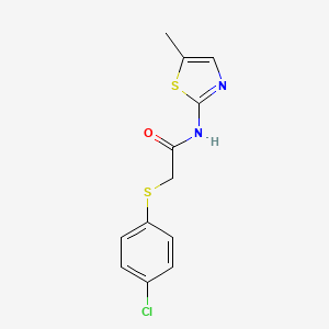 molecular formula C12H11ClN2OS2 B4068581 2-[(4-chlorophenyl)thio]-N-(5-methyl-1,3-thiazol-2-yl)acetamide 