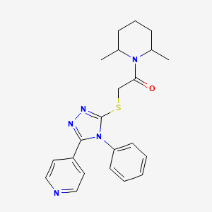 molecular formula C22H25N5OS B4068583 4-(5-{[2-(2,6-dimethyl-1-piperidinyl)-2-oxoethyl]thio}-4-phenyl-4H-1,2,4-triazol-3-yl)pyridine 