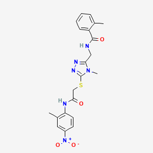 molecular formula C21H22N6O4S B4068603 2-methyl-N-{[4-methyl-5-({2-[(2-methyl-4-nitrophenyl)amino]-2-oxoethyl}thio)-4H-1,2,4-triazol-3-yl]methyl}benzamide 