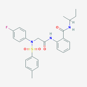 molecular formula C26H28FN3O4S B4068628 N-(sec-butyl)-2-({N-(4-fluorophenyl)-N-[(4-methylphenyl)sulfonyl]glycyl}amino)benzamide 