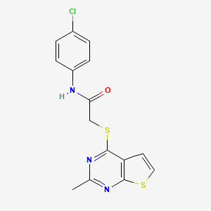 molecular formula C15H12ClN3OS2 B4068661 N-(4-chlorophenyl)-2-[(2-methylthieno[2,3-d]pyrimidin-4-yl)thio]acetamide 