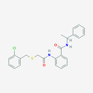 molecular formula C24H23ClN2O2S B4068666 2-({[(2-chlorobenzyl)thio]acetyl}amino)-N-(1-phenylethyl)benzamide 