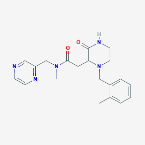 molecular formula C20H25N5O2 B4068671 N-methyl-2-[1-(2-methylbenzyl)-3-oxo-2-piperazinyl]-N-(2-pyrazinylmethyl)acetamide 