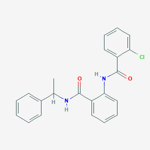 molecular formula C22H19ClN2O2 B4068684 2-chloro-N-(2-{[(1-phenylethyl)amino]carbonyl}phenyl)benzamide 