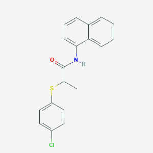 molecular formula C19H16ClNOS B406869 2-[(4-chlorophenyl)sulfanyl]-N-(1-naphthyl)propanamide 
