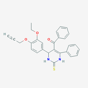 molecular formula C28H24N2O3S B4068691 {4-[3-ethoxy-4-(2-propyn-1-yloxy)phenyl]-6-phenyl-2-thioxo-1,2,3,4-tetrahydro-5-pyrimidinyl}(phenyl)methanone 