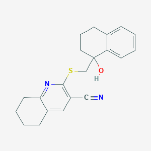 molecular formula C21H22N2OS B4068707 2-{[(1-hydroxy-1,2,3,4-tetrahydro-1-naphthalenyl)methyl]thio}-5,6,7,8-tetrahydro-3-quinolinecarbonitrile 