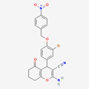 molecular formula C23H18BrN3O5 B4068723 2-amino-4-{3-bromo-4-[(4-nitrobenzyl)oxy]phenyl}-5-oxo-5,6,7,8-tetrahydro-4H-chromene-3-carbonitrile 