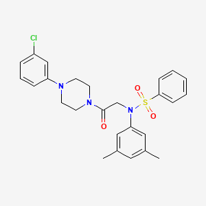 molecular formula C26H28ClN3O3S B4068727 N-{2-[4-(3-Chloro-phenyl)-piperazin-1-yl]-2-oxo-ethyl}-N-(3,5-dimethyl-phenyl)-benzenesulfonamide 