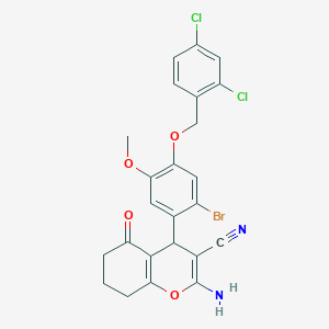 molecular formula C24H19BrCl2N2O4 B4068733 2-amino-4-{2-bromo-4-[(2,4-dichlorobenzyl)oxy]-5-methoxyphenyl}-5-oxo-5,6,7,8-tetrahydro-4H-chromene-3-carbonitrile 