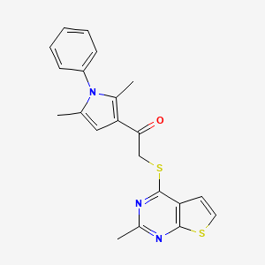 molecular formula C21H19N3OS2 B4068742 1-(2,5-dimethyl-1-phenyl-1H-pyrrol-3-yl)-2-[(2-methylthieno[2,3-d]pyrimidin-4-yl)thio]ethanone 