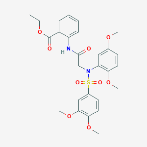 molecular formula C27H30N2O9S B4068744 ethyl 2-({N-(2,5-dimethoxyphenyl)-N-[(3,4-dimethoxyphenyl)sulfonyl]glycyl}amino)benzoate 