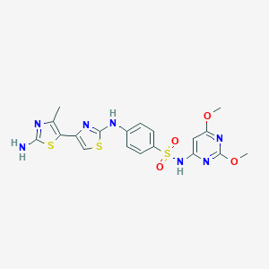molecular formula C19H19N7O4S3 B406878 4-{[4-(2-amino-4-methyl-1,3-thiazol-5-yl)-1,3-thiazol-2-yl]amino}-N-(2,6-dimethoxy-4-pyrimidinyl)benzenesulfonamide 