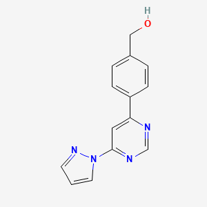molecular formula C14H12N4O B4068788 {4-[6-(1H-pyrazol-1-yl)-4-pyrimidinyl]phenyl}methanol 
