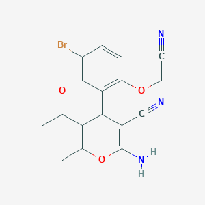 molecular formula C17H14BrN3O3 B4068793 5-acetyl-2-amino-4-[5-bromo-2-(cyanomethoxy)phenyl]-6-methyl-4H-pyran-3-carbonitrile 