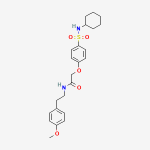 molecular formula C23H30N2O5S B4068801 2-{4-[(cyclohexylamino)sulfonyl]phenoxy}-N-[2-(4-methoxyphenyl)ethyl]acetamide 