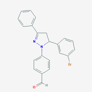 molecular formula C22H17BrN2O B406881 4-[5-(3-bromophenyl)-3-phenyl-4,5-dihydro-1H-pyrazol-1-yl]benzaldehyde 