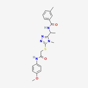 molecular formula C22H25N5O3S B4068828 N-{1-[5-({2-[(4-methoxyphenyl)amino]-2-oxoethyl}thio)-4-methyl-4H-1,2,4-triazol-3-yl]ethyl}-3-methylbenzamide 