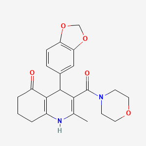 molecular formula C22H24N2O5 B4068836 4-(1,3-benzodioxol-5-yl)-2-methyl-3-(4-morpholinylcarbonyl)-4,6,7,8-tetrahydro-5(1H)-quinolinone 