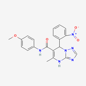 molecular formula C20H18N6O4 B4068872 N-(4-methoxyphenyl)-5-methyl-7-(2-nitrophenyl)-4,7-dihydro[1,2,4]triazolo[1,5-a]pyrimidine-6-carboxamide 