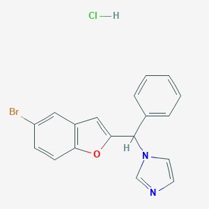 molecular formula C18H14BrClN2O B040689 1-((5-Bromo-2-benzofuranyl)phenylmethyl)-1H-imidazole CAS No. 111790-32-0