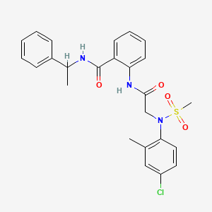 molecular formula C25H26ClN3O4S B4068943 2-{[N-(4-chloro-2-methylphenyl)-N-(methylsulfonyl)glycyl]amino}-N-(1-phenylethyl)benzamide 