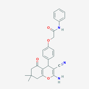 2-[4-(2-amino-3-cyano-7,7-dimethyl-5-oxo-6,8-dihydro-4H-chromen-4-yl)phenoxy]-N-phenylacetamide