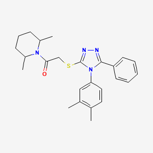 molecular formula C25H30N4OS B4068957 1-({[4-(3,4-dimethylphenyl)-5-phenyl-4H-1,2,4-triazol-3-yl]thio}acetyl)-2,6-dimethylpiperidine 