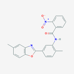 molecular formula C22H17N3O4 B406897 N-[2-Methyl-5-(5-methyl-benzooxazol-2-yl)-phenyl]-2-nitro-benzamide 