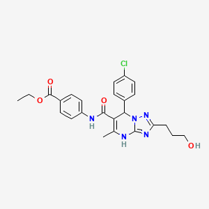 molecular formula C25H26ClN5O4 B4068989 ethyl 4-({[7-(4-chlorophenyl)-2-(3-hydroxypropyl)-5-methyl-4,7-dihydro[1,2,4]triazolo[1,5-a]pyrimidin-6-yl]carbonyl}amino)benzoate 