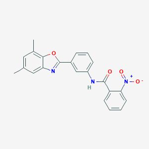 molecular formula C22H17N3O4 B406900 N-[3-(5,7-Dimethyl-benzooxazol-2-yl)-phenyl]-2-nitro-benzamide 