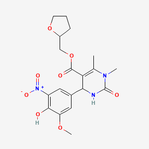 molecular formula C19H23N3O8 B4069010 tetrahydro-2-furanylmethyl 4-(4-hydroxy-3-methoxy-5-nitrophenyl)-1,6-dimethyl-2-oxo-1,2,3,4-tetrahydro-5-pyrimidinecarboxylate 