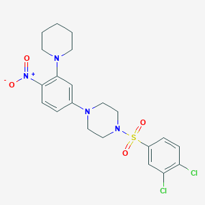 molecular formula C21H24Cl2N4O4S B4069123 1-[(3,4-dichlorophenyl)sulfonyl]-4-[4-nitro-3-(1-piperidinyl)phenyl]piperazine 