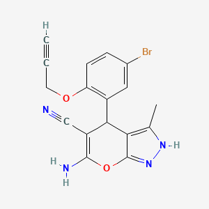 molecular formula C17H13BrN4O2 B4069128 6-amino-4-[5-bromo-2-(2-propyn-1-yloxy)phenyl]-3-methyl-1,4-dihydropyrano[2,3-c]pyrazole-5-carbonitrile 