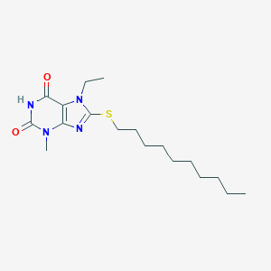 molecular formula C18H30N4O2S B406913 8-(decylsulfanyl)-7-ethyl-3-methyl-3,7-dihydro-1H-purine-2,6-dione CAS No. 303971-07-5